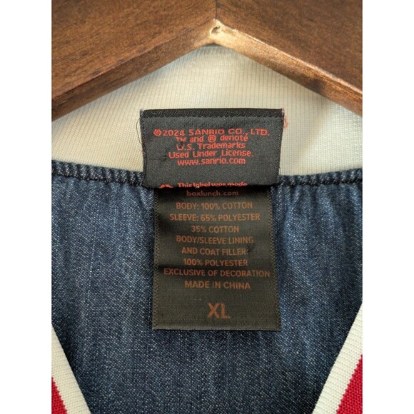 Hello Kitty & Friends Kawaii Mart Denim Varsity Jacket BoxLunch Exclusive XL - Picture 7 of 9